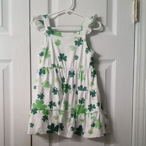 St Patrick's Day Green and White Shamrock Kids Dress Sz 18-24M  NWOT